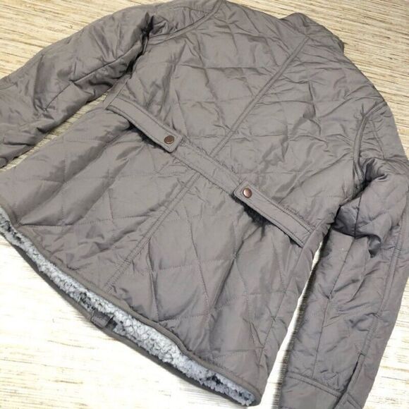 X-111~ Thread & Supply Womens Jacket Coat Gray Snaps Flap Pockets Mock Neck XS - Picture 2 of 5